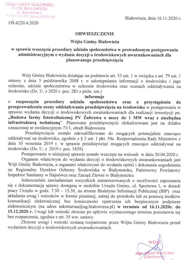 obwieszczenie